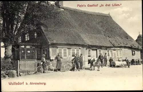 Ak Wulfsdorf Scharbeutz in Ostholstein, Gasthof In drei Lilien, Kuh