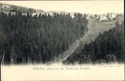 Ak Oberhof im Thüringer Wald, Blick von der Tambacher Straße zum Ort