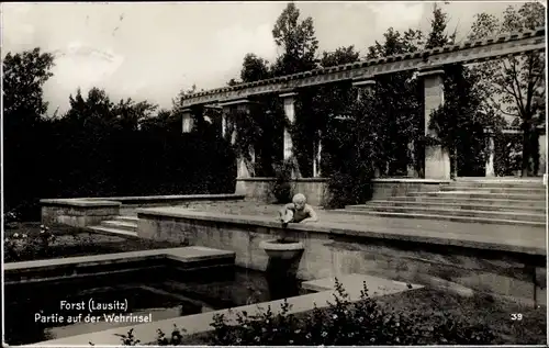 Ak Forst in der Niederlausitz, Partie auf der Wehrinsel