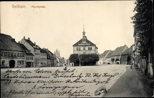 Ak Geithain in Sachsen, Marktplatz, Rathaus