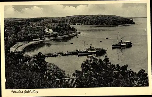 Ak Glücksburg an der Ostsee, Seebrücke