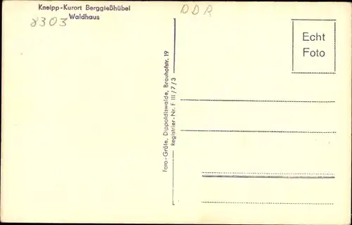 Foto Ak Berggießhübel in Sachsen, Waldhaus