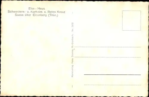 Ak Saasa Eisenberg im Saale Holzland Kreis, Else Haus