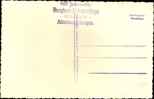 Foto Ak Altenberg im Erzgebirge, Museum, Bergbau Schauanlage