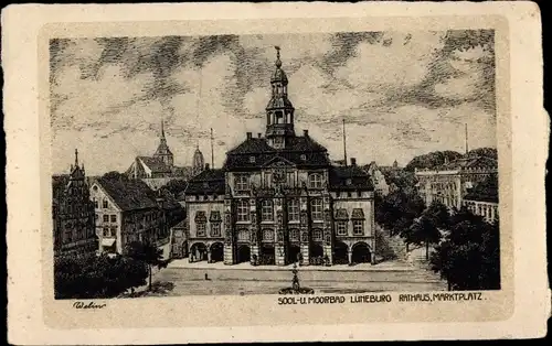 Künstler Ak Lüneburg in Niedersachsen, Rathaus, Marktplatz, Welin