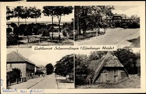 Ak Schneverdingen in der Lüneburger Heide, Markt, Schulstraße, Schafstall