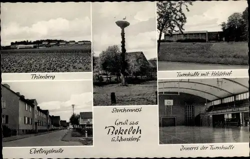 Ak Bokeloh Wunstorf in Niedersachsen, Thienberg, Storchennest, Ebelingstraße, Turnhalle, Heidehof