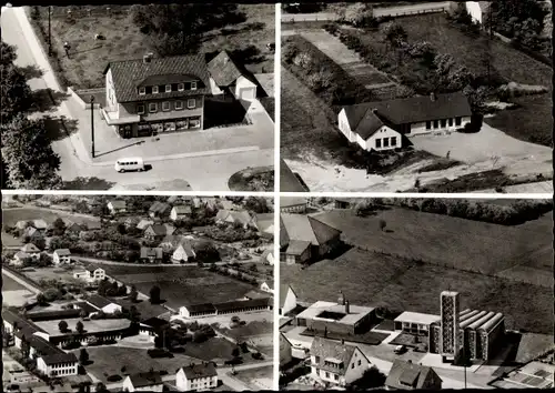 Ak Lindhorst im Kreis Schaumburg, Schule, Kirche, Kindergarten, Vogelschau