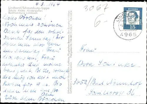 Ak Lindhorst im Kreis Schaumburg, Schule, Kirche, Kindergarten, Vogelschau