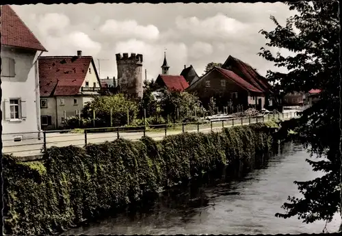 Ak Giengen an der Brenz, Teilansicht, Kanal, Turm