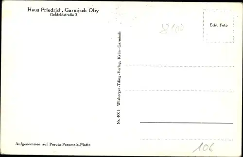 Ak Garmisch Partenkirchen in Oberbayern, Haus Friedrich, Gehfeldstraße 3