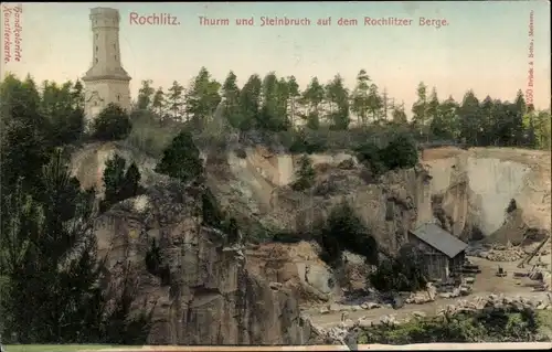 Ak Rochlitz an der Mulde, Turm und Steinbruch auf dem Rochlitzer Berge