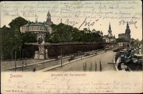 Ak Dresden, Belvedere mit Terrassenufer