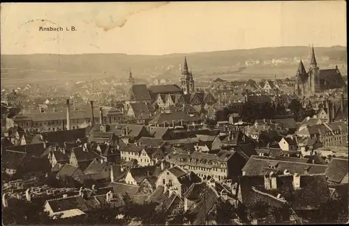 Ak Ansbach in Mittelfranken Bayern, Gesamtansicht