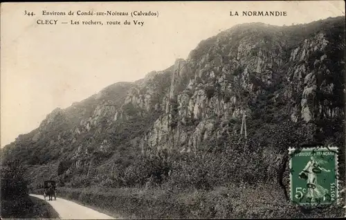 Ak Clécy Calvados, Les rochers, route du Vey