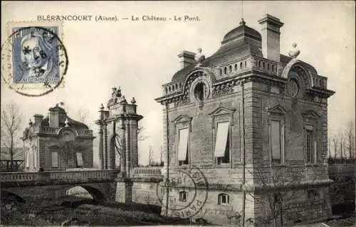 Ak Blerancourt Aisne, Le Chateau, le Pont