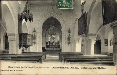 Ak Beaurieux Aisne, Interieur de l'Eglise