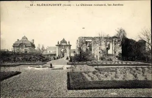 Ak Blerancourt Aisne, Le Chateau restaure, les Jardins