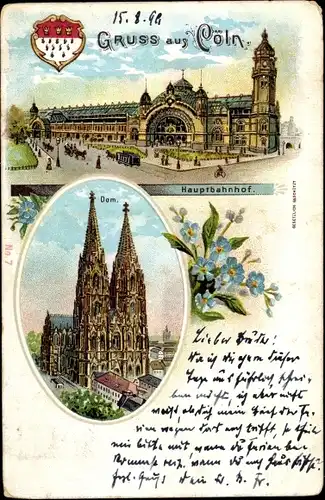 Litho Köln am Rhein, Hauptbahnhof, Dom