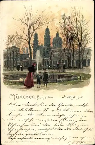 Litho München Bayern, Hofgarten