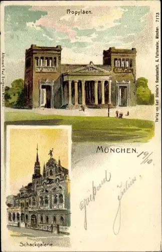 Litho München Bayern, Schackgalerie, Propyläen