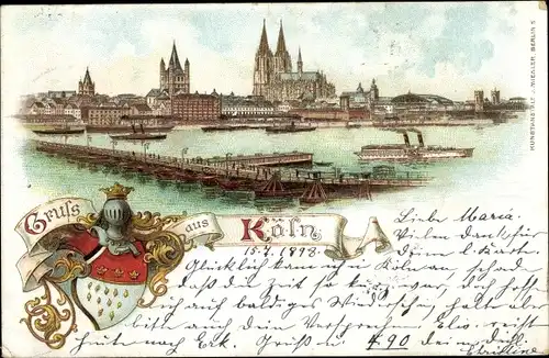 Litho Köln am Rhein, Dom, Stadt, Wappen