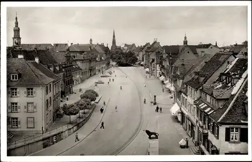 Ak Offenburg in Baden Schwarzwald, Hauptstraße, Vogelschau