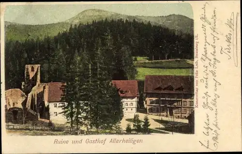 Ak Oppenau im Schwarzwald, Klosterruine Allerheiligen, Gasthof