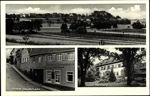 Ak Mahlberg im Ortenaukreis,Panorama, Schloss Mahlberg, Untere Hauptstraße