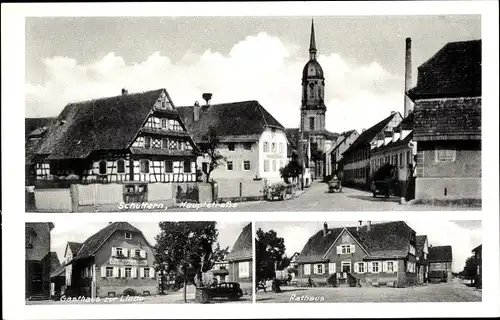 Ak Schuttern Friesenheim in Baden, Hauptstraße, Rathaus, Gasthaus zur Linde