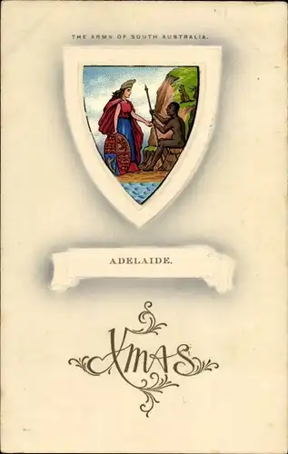 Präge Wappen Ak Adelaide Australien, Arms of South Australia