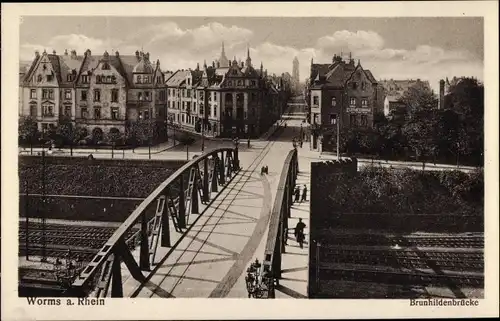 Ak Worms am Rhein, Brunhildenbrücke