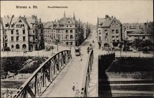 Ak Worms am Rhein, Brunhildenbrücke