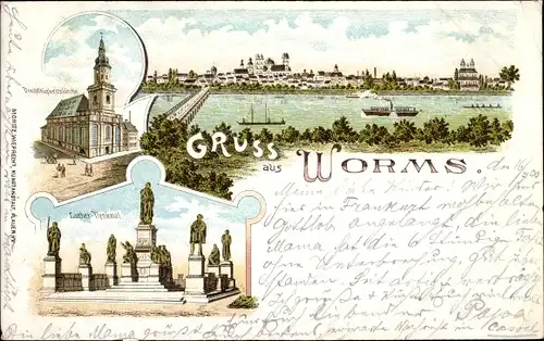 Litho Worms am Rhein, Stadt, Kirche, Lutherdenkmal