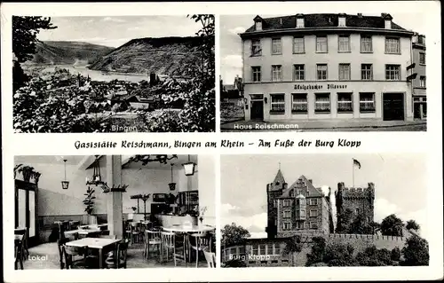 Ak Bingen am Rhein, Gaststätte Reischmann, Schmittstraße 16, Lokal, Burg Klopp