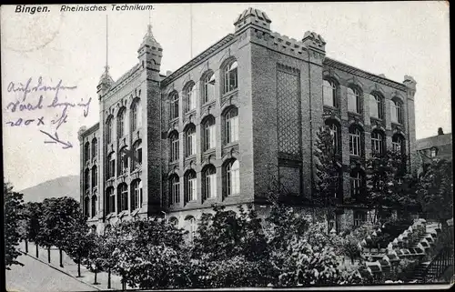 Ak Bingen Rheinland Pfalz, Rheinisches Technikum, Straßenansicht