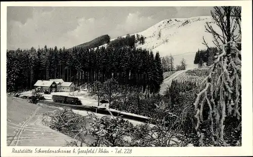 Ak Gersfeld in der Rhön in Hessen, Raststätte Schwedenschanze, Winter