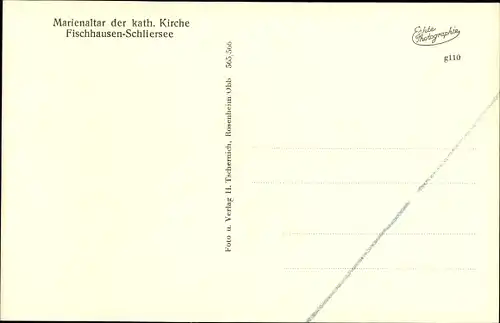 Ak Fischhausen Schliersee in Oberbayern, Marienaltar d. kath. Kirche