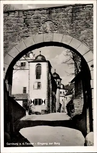 Ak Gamburg Werbach an der Tauber, Eingang zur Burg