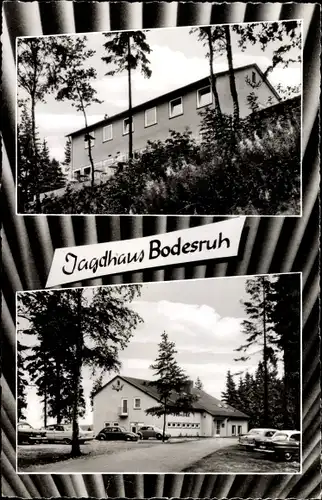 Passepartout Ak Heringen an der Werra, Ansichten vom Jagdhaus Bodesruh von Familie Fischer