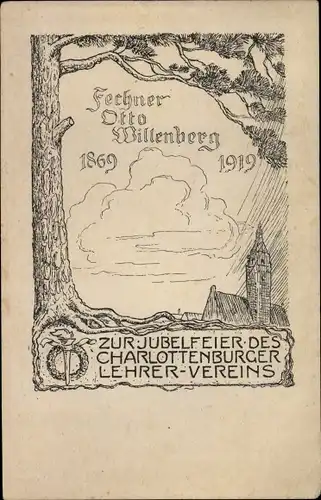 Künstler Ak Berlin Charlottenburg, Fechner Otto Willenberg, Jubelfeier d. Lehrervereins 1869-1919