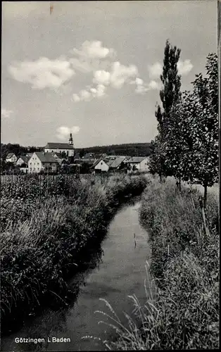 Ak Götzingen Buchen im Odenwald Baden, Partie am Bach, Ort