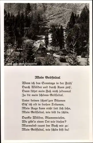Gedicht Ak Grösseltal Neuenbürg, Talpartie, Gasthof