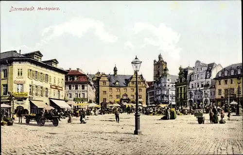 Ak Darmstadt in Hessen, Marktplatz