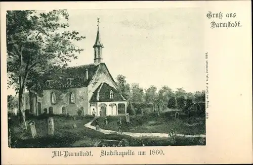 Künstler Ak Darmstadt, Stadtkapelle um 1860, Kirche