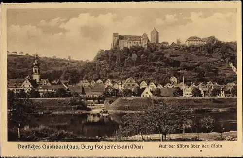 Ak Rothenfels am Main Unterfranken, Burg, Deutsches Quickbornhaus, Mainfähre