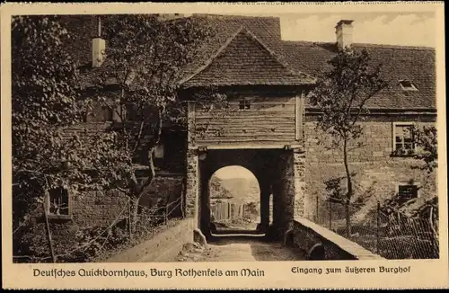 Ak Rothenfels am Main Unterfranken, Deutsches Quickbornhaus, Burgeingang