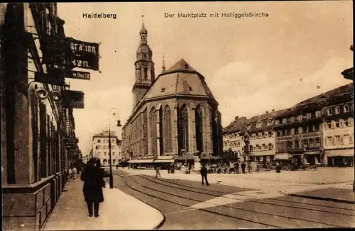 Ak Heidelberg am Neckar, Marktplatz, Heiliggeistkirche