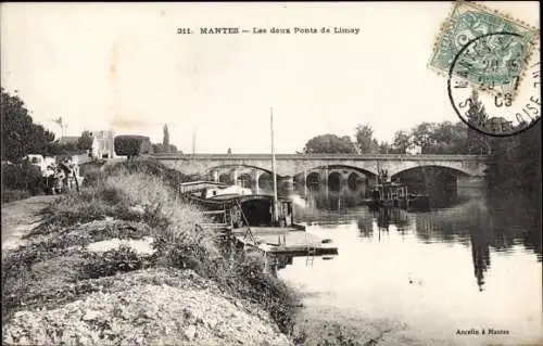 Ak Mantes Yvelines, Les deux Ponts de Limay