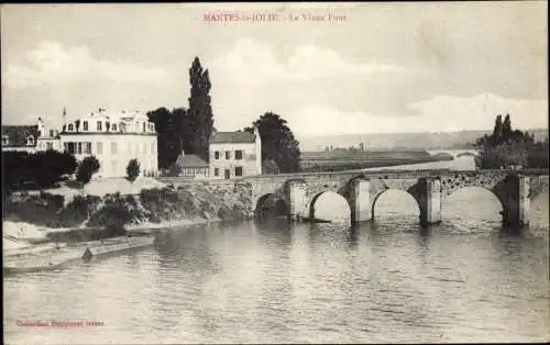 Ak Mantes la Jolie Yvelines, Le Vieux Pont